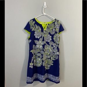 Luxology Beautiful Blue & Lime Dress